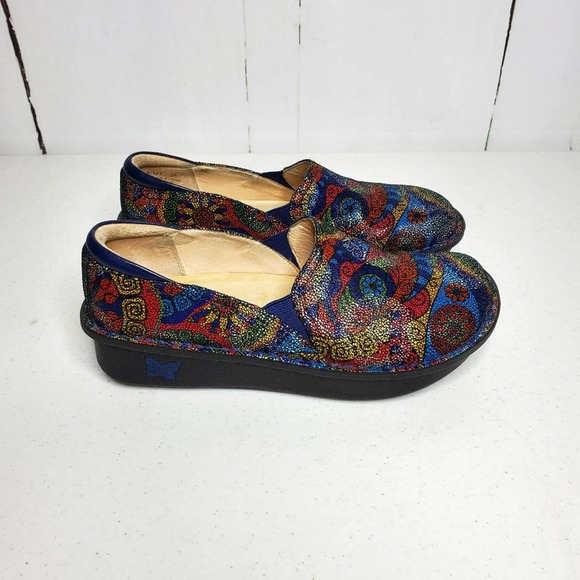 Alegria Debra Psych Fest Leather Wedge Heel Professional Clogs 38 - Picture 3 of 10